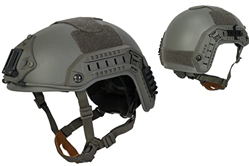 Lancer Tactical Large - X-Large Industrial ABS Plastic Constructed Maritime Helmet Adjustable Crown with 20mm Side Rail Adapter Velcro Padding NVG Shroud Bungee Retention (Foliage Green)