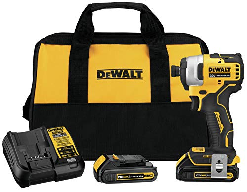 DEWALT ATOMIC 20V MAX* Impact Driver, Cordless, Compact Kit, 2 Batteries, 1/4-Inch (DCF809C2)