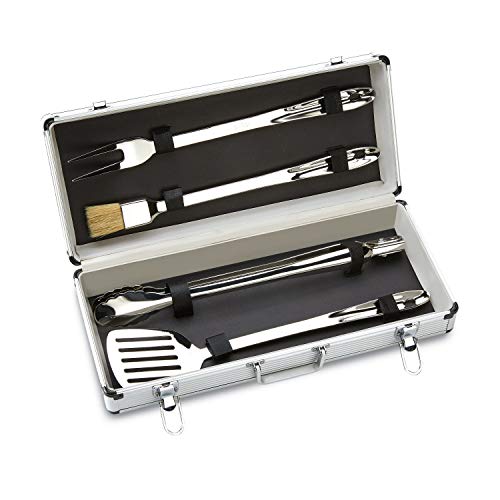 All-Clad Professional Tools with Case Stainless Steel BBQ Tools Set 4 Piece Pots and Pans, Cookware