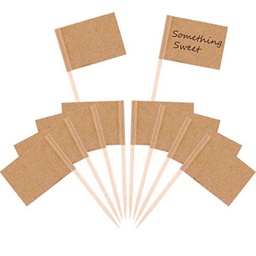 200 Pack Kraft Toothpick Flag Party Cupcake Picks Fruit Sticks for Cupcakes Cake Toppers Decorations