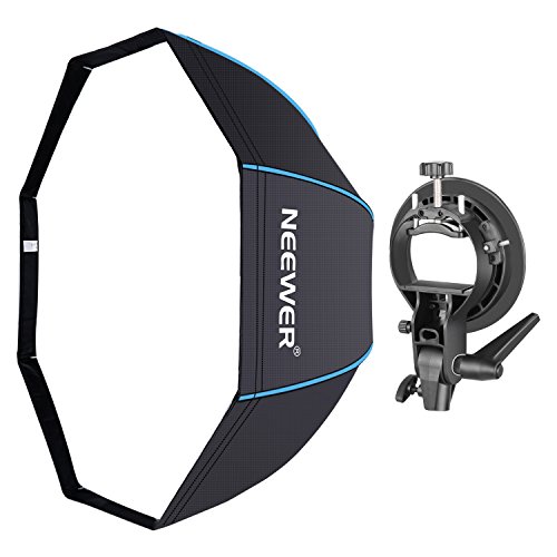 Neewer 48 inches/120 Centimeters Octagonal Softbox with Blue Edges, S-Type Bracket Holder (with Bowens Mount) and Carrying Bag for Speedlite Studio Flash Monolight, Portrait and Product Photography