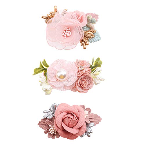 Flower Hair Clips Set-Cherrboll 3pcs Floral Hair Bow Accessories for Baby Girl Toddles Teen Gifts