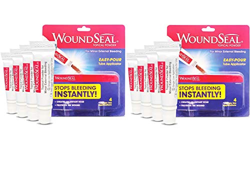 WoundSeal Powder 4 Each (Pack of 2) - Wound Care First Aid for Cuts, Scrapes and Abrasions - Stops Bleeding in Seconds Without Stitches or Bandages - Safe and Effective for People of All Ages and Pets