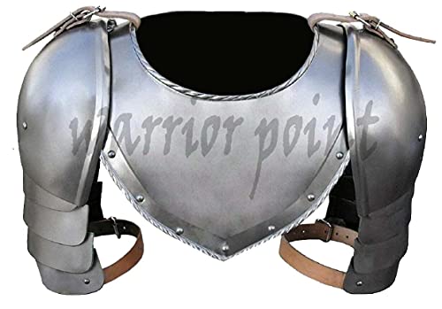 WARRIORPOINT Medieval Iron Gorget Spaulders Arm Shoulder Set Viking Crusader Pauldrons Armor