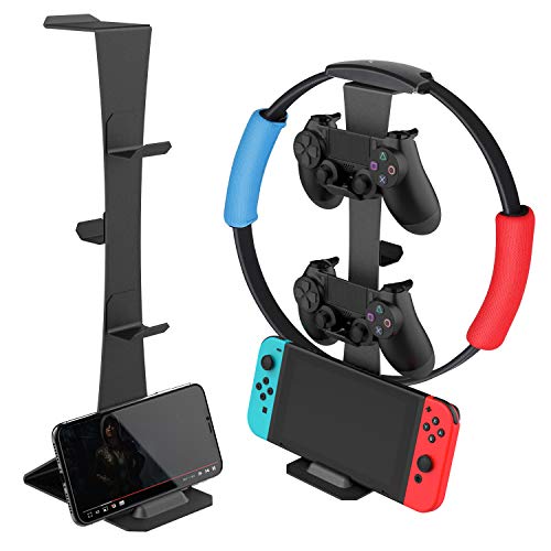 MiiKARE Controller Holder 6 Tiers with Headphone Holder, Adjustable Gaming Controller Headset Stand, Game Controller Stand for All Xbox PS4 PS5 Switch Pro Crontroller Gaming Accessories - Black2