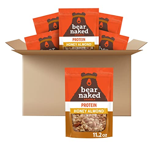 Bear Naked Protein Granola Cereal, Vegetarian Protein, Breakfast Snacks, Honey Almond (6 Bags)