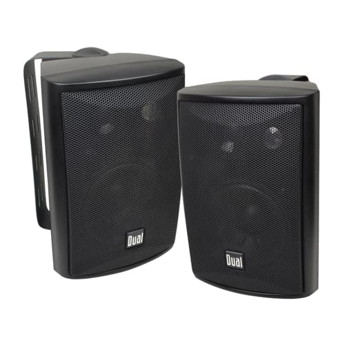 Dual Electronics LU43PB 3-Way High Performance Outdoor Indoor Speakers with Powerful Bass | Effortless Mounting Swivel Brackets | All Weather Resistance | Expansive Stereo Sound Coverage | Sold in Pairs, Black