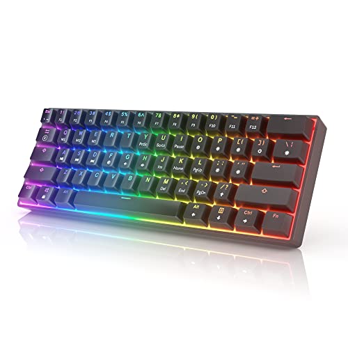 HK GAMING GK61 Mechanical Gaming Keyboard - 61 Keys Multi Color RGB Illuminated LED Backlit Wired Programmable for PC/Mac Gamer (Gateron Optical Yellow, Black)