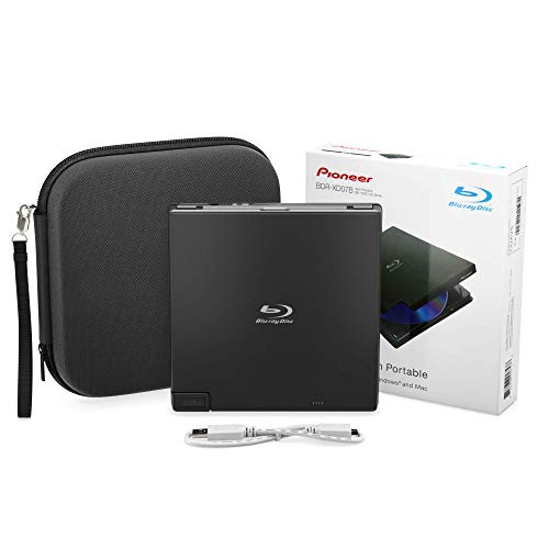 Pioneer BDR-XD07B - 6x Slim Portable USB 3.0 BD/DVD/CD Burner - Supports BDXL & M-Disc Format - USB Bus Powered, Cyberlink Software Included