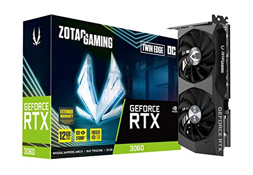 ZOTAC GeForce RTX 3060 Twin Edge OC 12GB GDDR6 192-bit 15 Gbps PCIE 4.0 Gaming Graphics Card, IceStorm 2.0 Cooling, Active Fan Control, Freeze Fan Stop ZT-A30600H-10M