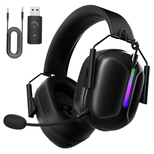 Gvyugke Wireless Gaming Headphones for PS5, 2.4GHz USB Gaming Headset with Microphone for PS4, PC, Nintendo Switch, Mac, Computer, Bluetooth 5.3 Gaming Headset, Ergonomic Design, 40H Battery (Black)