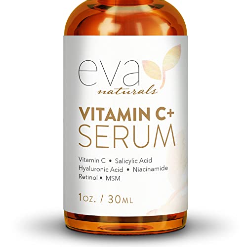 Eva Naturals Vitamin C Serum for Face Plus Hyaluronic Acid, Retinol, Niacinamide & Salicylic Acid, Anti Aging Serum, Reduce Fine Lines, Wrinkles & Dark Spots, Brightening Skin Serum for Glowing Skin (1 oz)