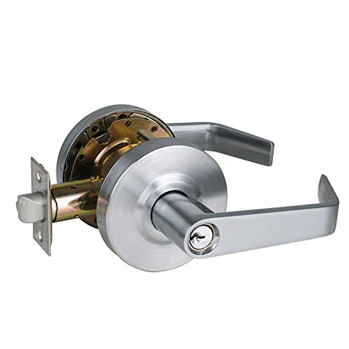 Heavy Duty Grade 2 Storeroom Door Lever, Protective Coating Satin Chrome Finished Entry Commercial Handle, UL 3 Hour Fire Rated Ergonomic Lever for Lab, Storage Room, Off-Limits Area, 70mm Latch