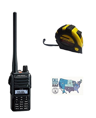 Bundle - 3 Items - Includes Yaesu FT-65R - 2 Meter/70cm Dual Band FM Handheld Transceiver with The New Radiowavz Antenna Tape (2m - 30m) and HAM Guides Quick Reference Card