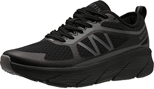 WHITIN Men’s Cushioned Running Fitness Workout Shoes Sports Jogging for Male Athletic Gym Size 8.5 Breathable Lightweight Road Oversized Midsole Platform Sneakers Classic Trail Arch Support Black 42