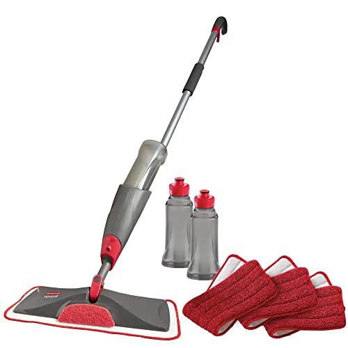Rubbermaid Reveal Spray Microfiber Floor Mop Cleaning Kit for Laminate & Hardwood Floors, Spray Mop with Reusable Washable Pads, Commercial