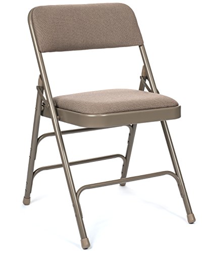 XL Series Commercial Fabric Padded Folding Chair, Triple Cross Bracing, Quad Hinging, 300 lb Tested, 4 Pack (Beige)