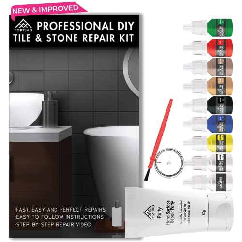 Tile Stone Repair Kit - Porcelain Repair Kit, Marble Repair kit, Tub and Tile Refinishing Kit, Crack Chip Ceramic Floor, Shower Tile Gap Filler & Bathtub Repair Kit, Granite Filler Repair