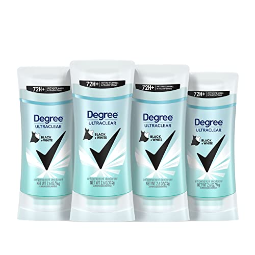 Degree UltraClear Antiperspirant for Women Protects from Deodorant Stains Black+White Deodorant for Women 2.6 Ounce (Pack of 4)