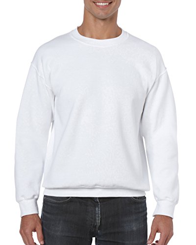 Gildan Adult Fleece Crewneck Sweatshirt, Style G18000, White, Large