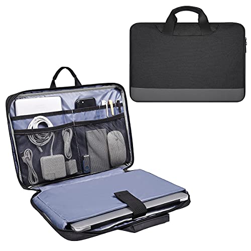 15.6 Inch Laptop Sleeve Bag, Men Women TSA Laptop Case with Organizer for HP Envy/Victus 15.6, Lenovo Ideapad 3 15.6, Acer Aspire/Nitro 5 15.6, Dell Inspiron 15, ASUS Chromebook 15, MSI 15 Case, Black