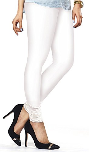 ladyline Extra Long Churidar Leggings Plain Cotton Indian Yoga Workout Pants for Women (Free Size-White)