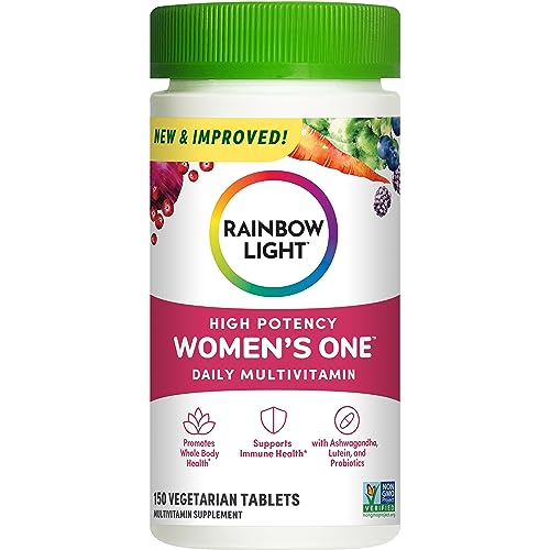 Rainbow Light Multivitamin for Women, Vitamin C, D & Zinc, Probiotics, Women’s One Multivitamin Provides High Potency Immune Support, Non-GMO, Vegetarian, 150 Tablets