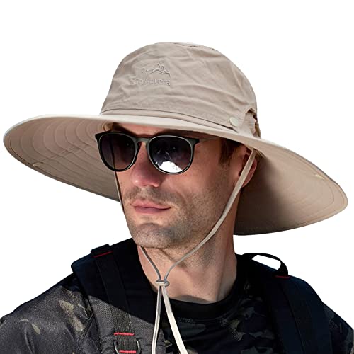 Cooltto Wide Brim Sun Hats with Waterproof Breathable for Fishing, Hiking, Camping Khaki