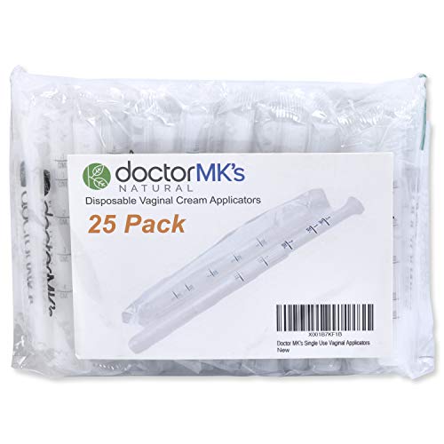 Disposable Vaginal Applicators (25-Pack), Fits Premarin Estrace Contraceptive Gels and Many Other Creams, Individually Wrapped Applicator with Dosage Markings, by Doctor MK's