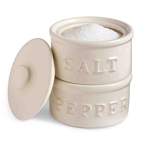 Mud Pie Salt & Pepper Cellar, Off-White, 6' X 3.5' dia