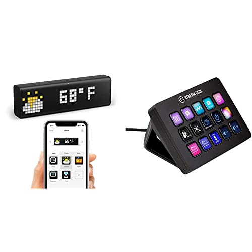 LaMetric TIME Wi-Fi Clock for Smart Home & Elgato Stream Deck MK.2 – Studio Controller, 15 Macro Keys, Trigger Actions in apps and Software Like OBS, Twitch, ​YouTube and More, Works with Mac and PC