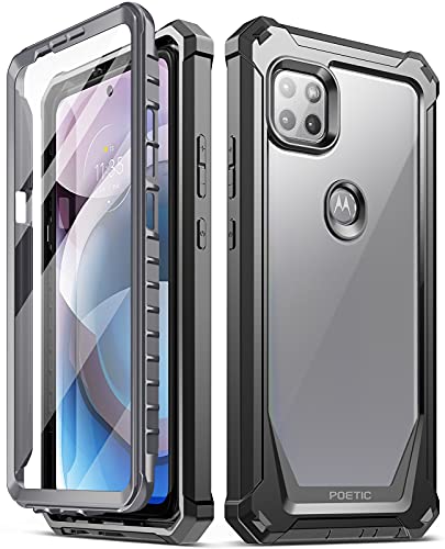 Poetic Guardian Series Case Designed for Motorola Moto One 5G Ace (2021), Full-Body Hybrid Shockproof Bumper Clear Protective Cover Case,Built-in-Screen Protector, Black/Clear