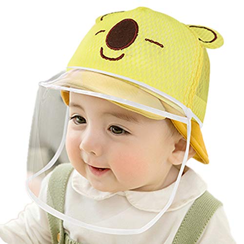 T-Models Dual-use Sun Visor Hat Kids Isolation Protection Caps Adjustable Foldable Brim (46yards(3-6 Months), Yellow-1)