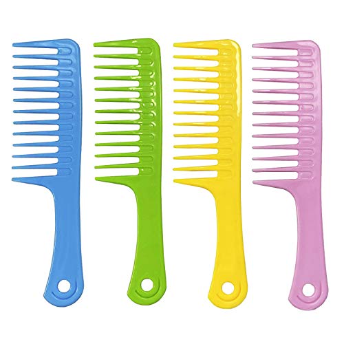 4 Pcs Wide Tooth Comb for Curly Hair,Long Hair,Wet Hair,Detangling Comb Large