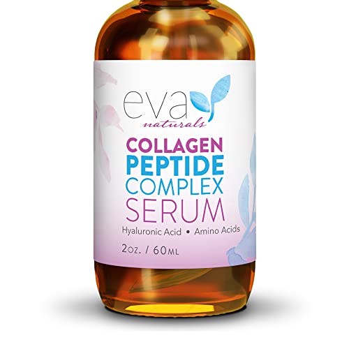 Eva Naturals Collagen Peptide Serum - Anti Aging Collagen Serum for Face, Reduces Fine Lines & Wrinkles, Heals, and Repairs Skin, Microneedling Serum with Aloe Vera & Hyaluronic Acid (2 oz)