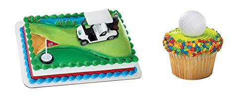 Golf Cart Cake Topper & 12 Pack Golf Balls Cupcake Rings