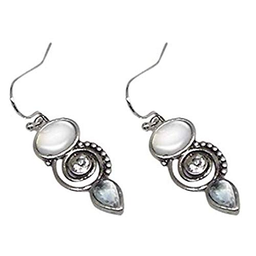 chenJBO Retro Earrings Boho Dangle Drop Earrings for Women Girls Silver Chalcedony Spiral Earrings Statement Earring Jewelry Gift