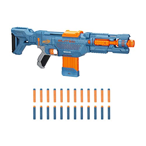 NERF Elite 2.0 Echo CS-10 Blaster - 24 Official Darts, 10-Dart Clip, Removable Stock and Barrel Extension, 5 Tactical Rails