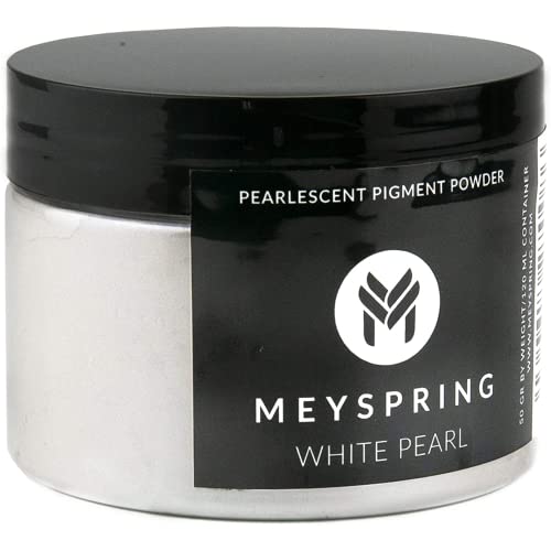 MEYSPRING White Pearl Mica Powder - 50g - White Resin Pigment - White Mica Powder for Epoxy Resin Art - White Epoxy Pigment and UV Resin Dye - Mica Powder for Epoxy Resin - Resin Powder Pigment