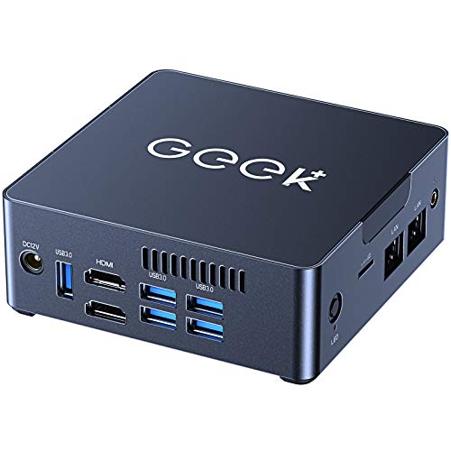 GEEK+ Mini PC with Windows 10, Ultral Small HTPC PC Desktop 4K HD Intel Celeron J3455 6GB DDR4/128GB SSD, Portable Slim Mini PC Desktop, Micro PC Dual HDMI USB Mini Desktop Computers WiFi Bluetooth