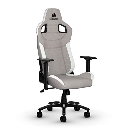 CORSAIR T3 RUSH Gaming Chair Comfort Design, 34.84D x 34.84W x 14.76H in, Gray/White