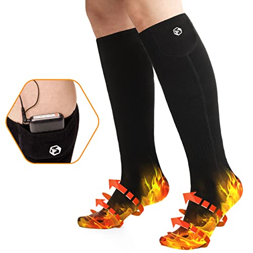 Foxelli Rechargeable Heated Socks – Electric Heated Socks for Men & Women, Battery Powered Socks