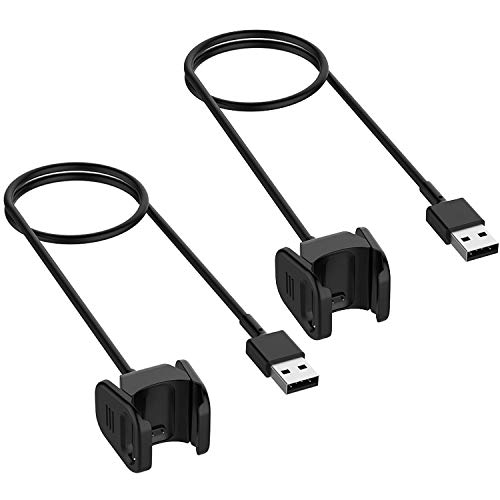 Threeeggs Charger Clip Compatible with Fitbit Charge 4, Replacement USB Charging Cable Cord Adapter for Charge 4 Fitness and Activity Tracker (2 Pack, 55cm/1.8ft)