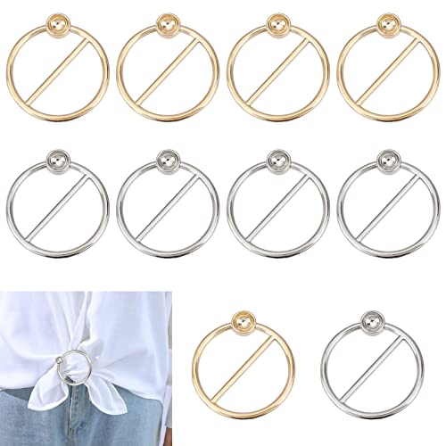 NBEADS 10 Pcs Fashion Alloy Scarf Ring Buckles, Metal T Shirt Waistband Neckerchief Clip Rings Silk Skinny Scarf Blouse Clasps