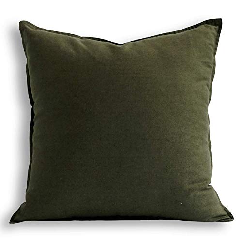 Jeanerlor 20'x20' Pillowcase Green Cousion Cover Decor Cotton Linen with Unique Design to Embellish Garden/Office,(50 x 50cm) Olive Green
