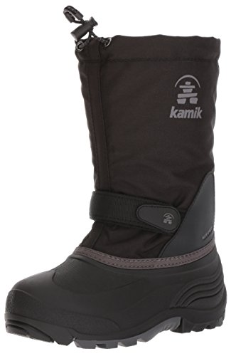 Kamik Girl's Waterbug5 Snow Boot, Black/Charcoal, 4 Medium US Big Kid