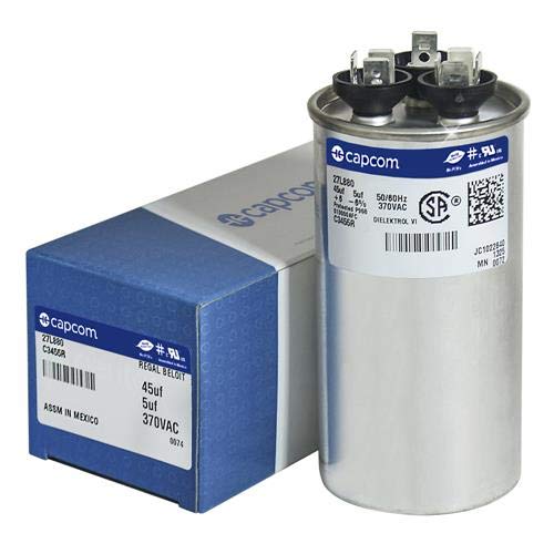 Carrier P291-4553RS - 45 + 5 uf MFD 370 Volt VAC Genteq Replacement Round Dual Run Capacitor