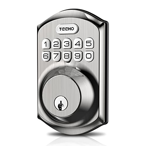 TEEHO TE001 Keyless Entry Door Lock with Keypad - Smart Deadbolt Lock - Front Door Lock with 2 Keys - Auto Lock - Easy Installation - Satin Nickel