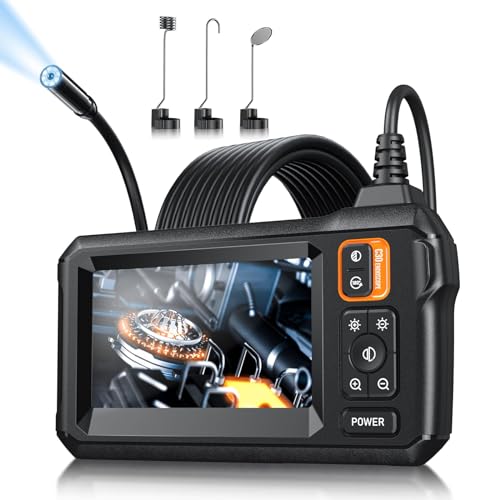 Endoscope Camera with Light - Inspection Borescope Camera with 4.3' IPS Screen, 1920P HD Snake Camera with 8 LED Lights, 16.4FT Semi-Rigid Cord Bore Scope, IP67 Waterproof Endoscope for Sewer(Orange)