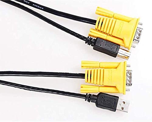 Fishfit KVM Switch Cable VGA + USB B to VGA + USB A Male to Male 6FT 2 in 1 USB Type A to USB Type B for 801UK 6FT Cord